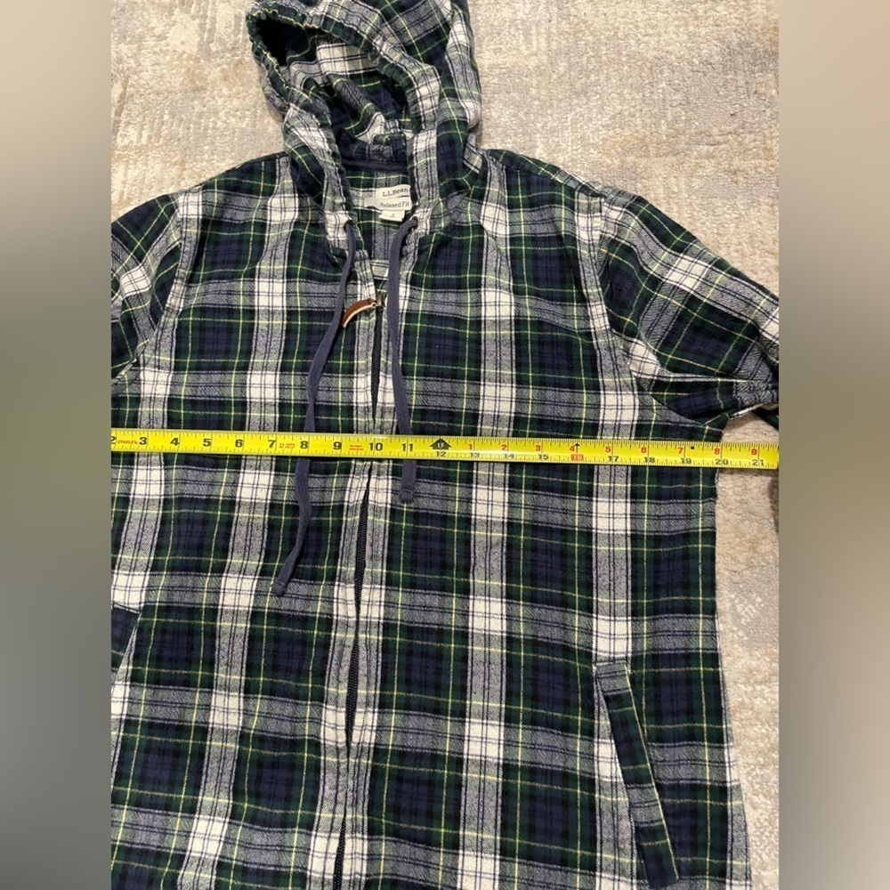 L.L. Bean Flannel Hoodie Scotch TartanPlaid Relaxed Fit Full Zip Size Small - Picture 8 of 9